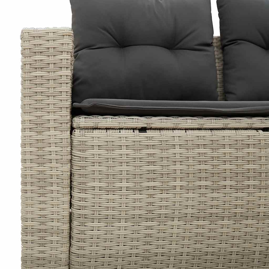 vidaXL Gartensofa mit Kissen 2-Sitzer Hellgrau Poly Rattan