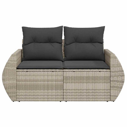 vidaXL Gartensofa mit Kissen 2-Sitzer Hellgrau Poly Rattan