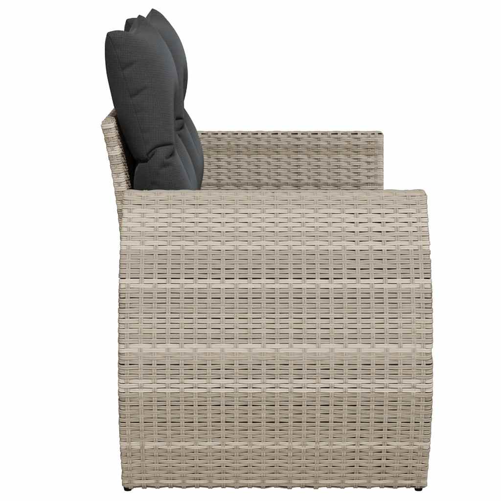 vidaXL Gartensofa mit Kissen 2-Sitzer Hellgrau Poly Rattan