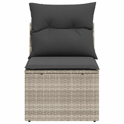 vidaXL Gartensessel ohne Armlehnen mit Kissen Hellgrau Poly Rattan