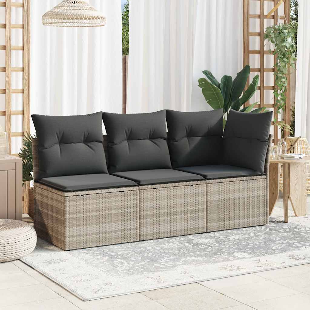 vidaXL Canapé d'angle de jardin avec coussins Gris clair Résine tressée