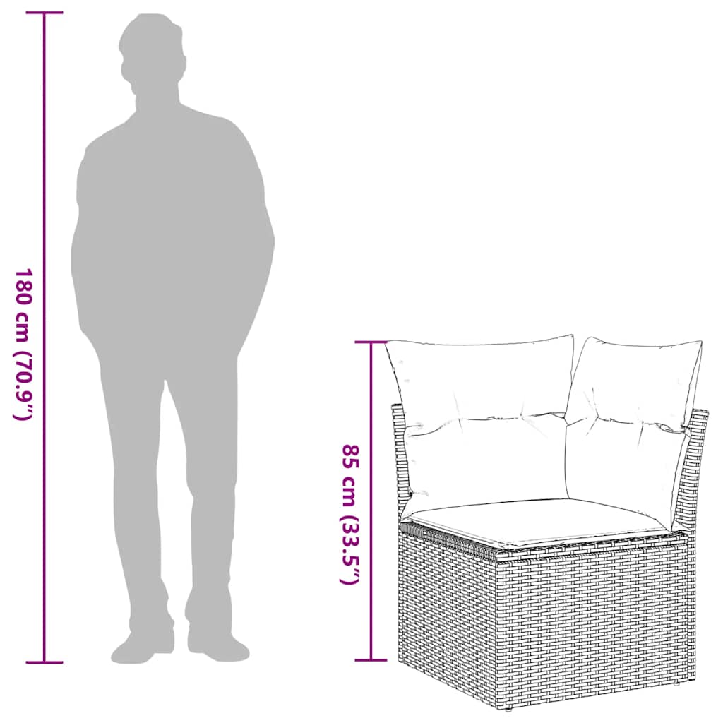 vidaXL Canapé d'angle de jardin avec coussins Gris clair Résine tressée