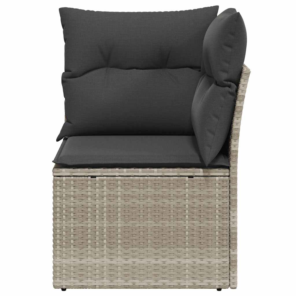 vidaXL Canapé d'angle de jardin avec coussins Gris clair Résine tressée
