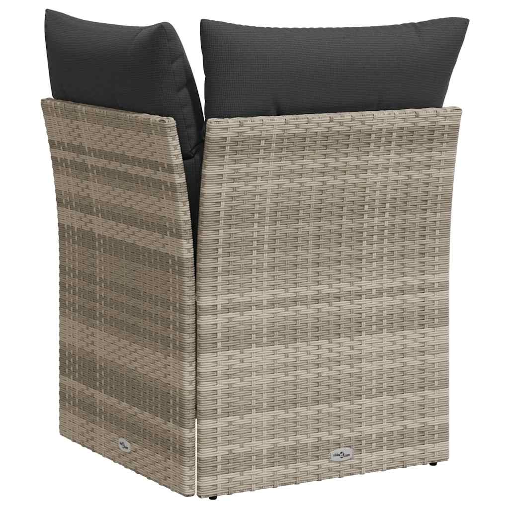 vidaXL Canapé d'angle de jardin avec coussins Gris clair Résine tressée