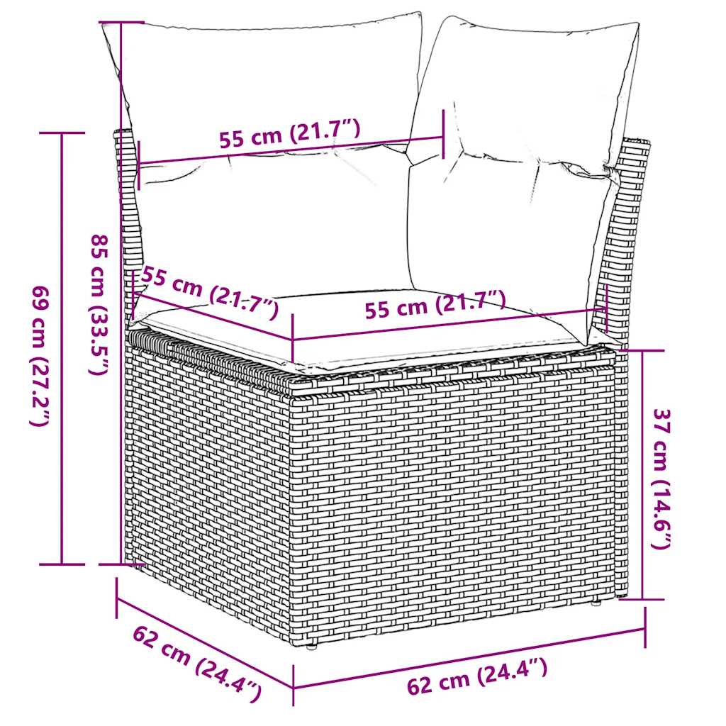 vidaXL Canapé d'angle de jardin avec coussins Gris clair Résine tressée
