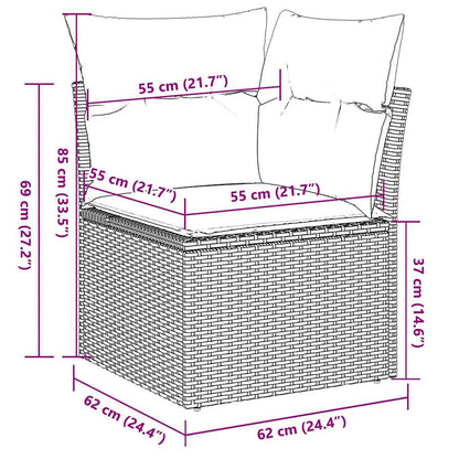 vidaXL Canapé d'angle de jardin avec coussins Gris clair Résine tressée