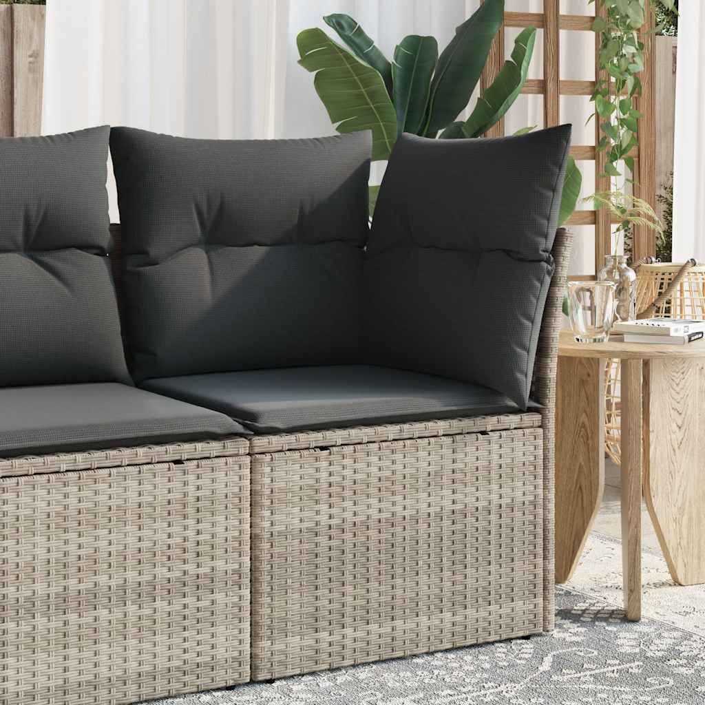 vidaXL Canapé d'angle de jardin avec coussins Gris clair Résine tressée