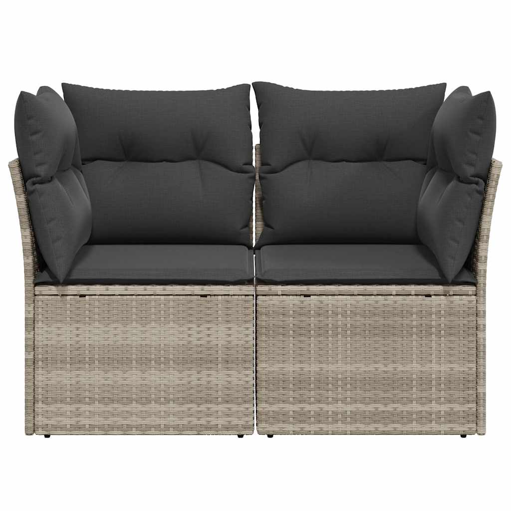 vidaXL Gartensofa mit Kissen 2-Sitzer Hellgrau Poly Rattan