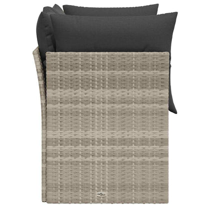 vidaXL Gartensofa mit Kissen 2-Sitzer Hellgrau Poly Rattan