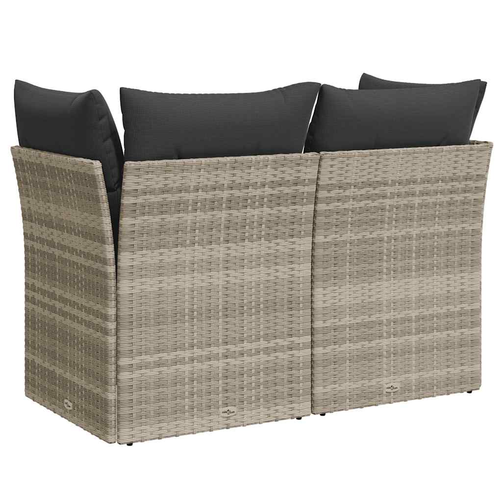 vidaXL Gartensofa mit Kissen 2-Sitzer Hellgrau Poly Rattan
