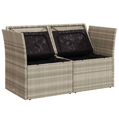 vidaXL Gartensofa mit Kissen 2-Sitzer Hellgrau Poly Rattan