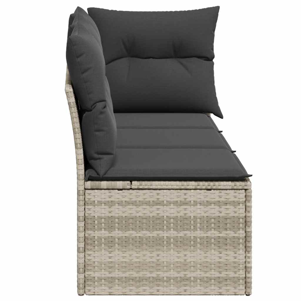 vidaXL Gartensofa mit Kissen 3-Sitzer Hellgrau Poly Rattan