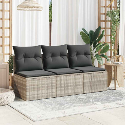 vidaXL Canapé de jardin 3 places avec coussins gris clair en résine tressée