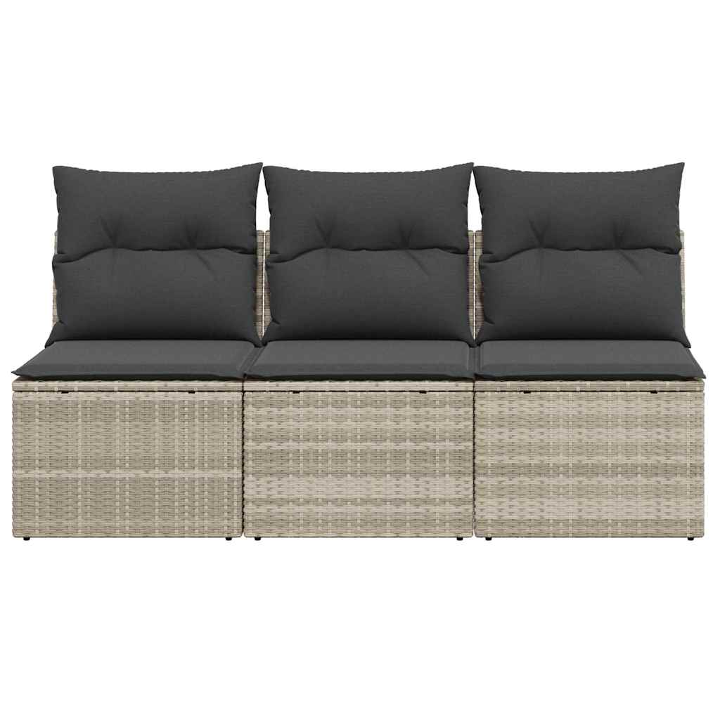 vidaXL Canapé de jardin 3 places avec coussins gris clair en résine tressée