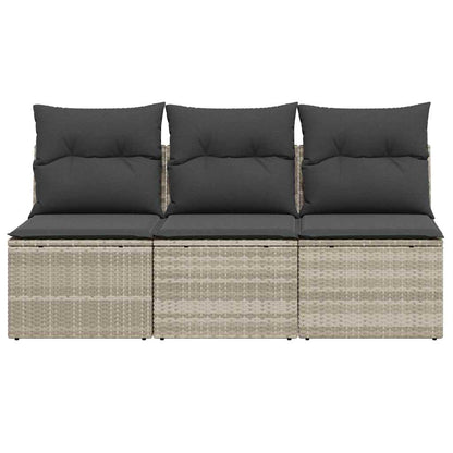 vidaXL Canapé de jardin 3 places avec coussins gris clair en résine tressée