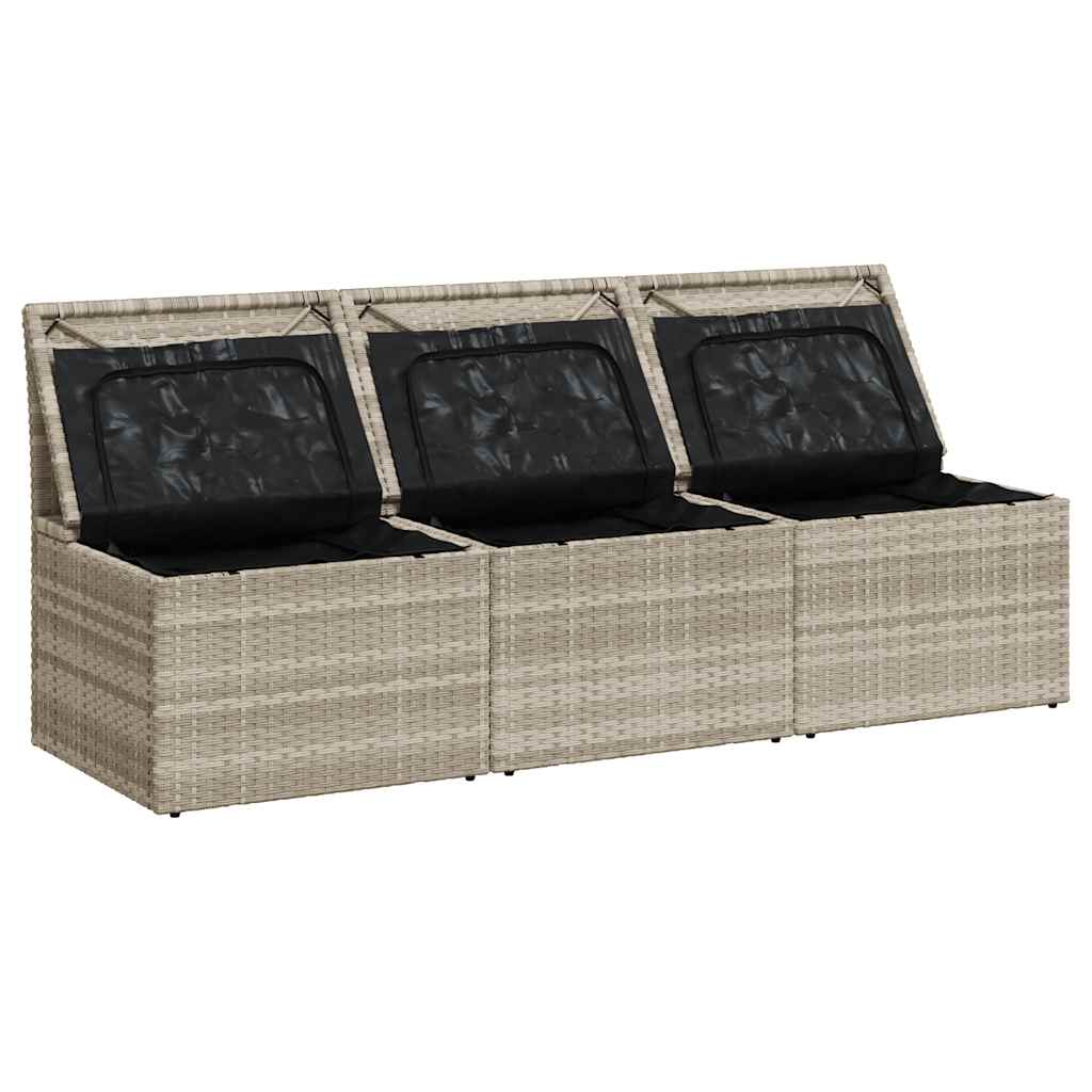 vidaXL Canapé de jardin 3 places avec coussins gris clair en résine tressée