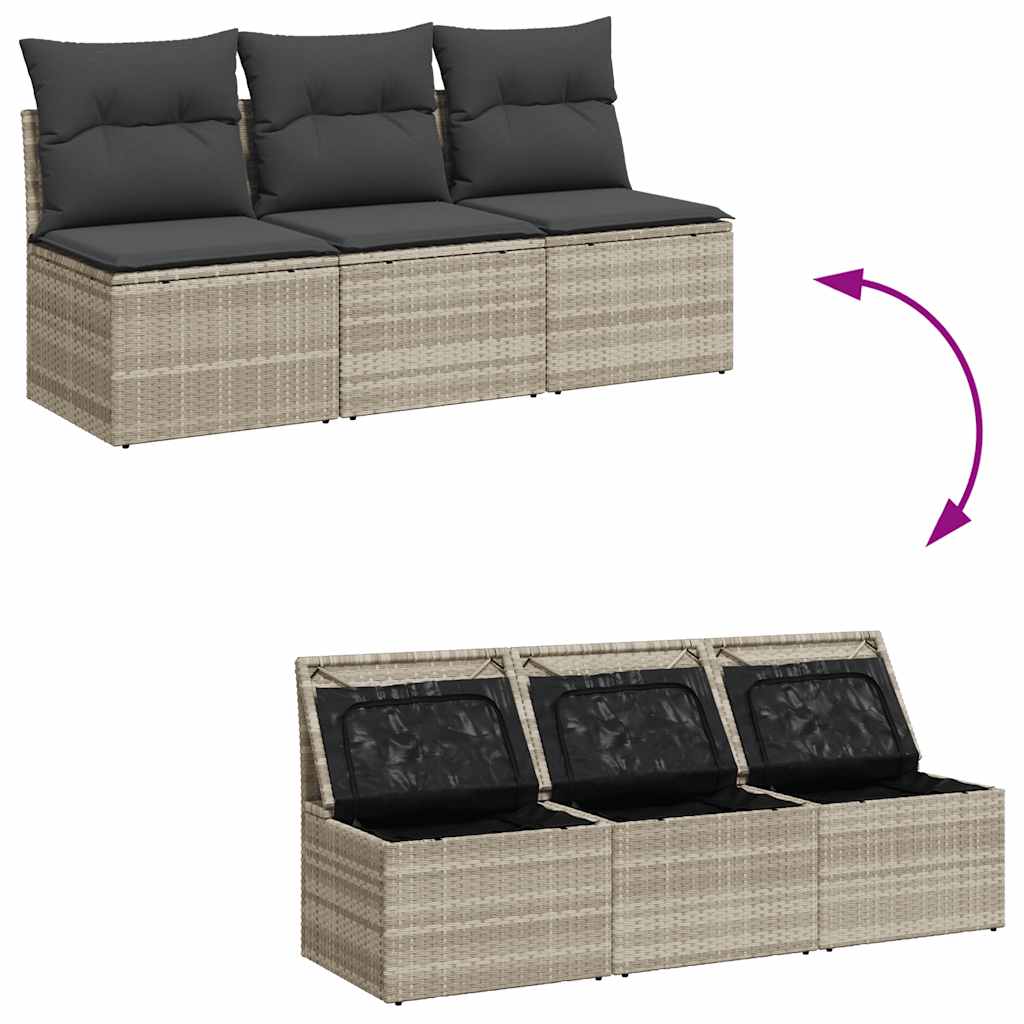 vidaXL Canapé de jardin 3 places avec coussins gris clair en résine tressée