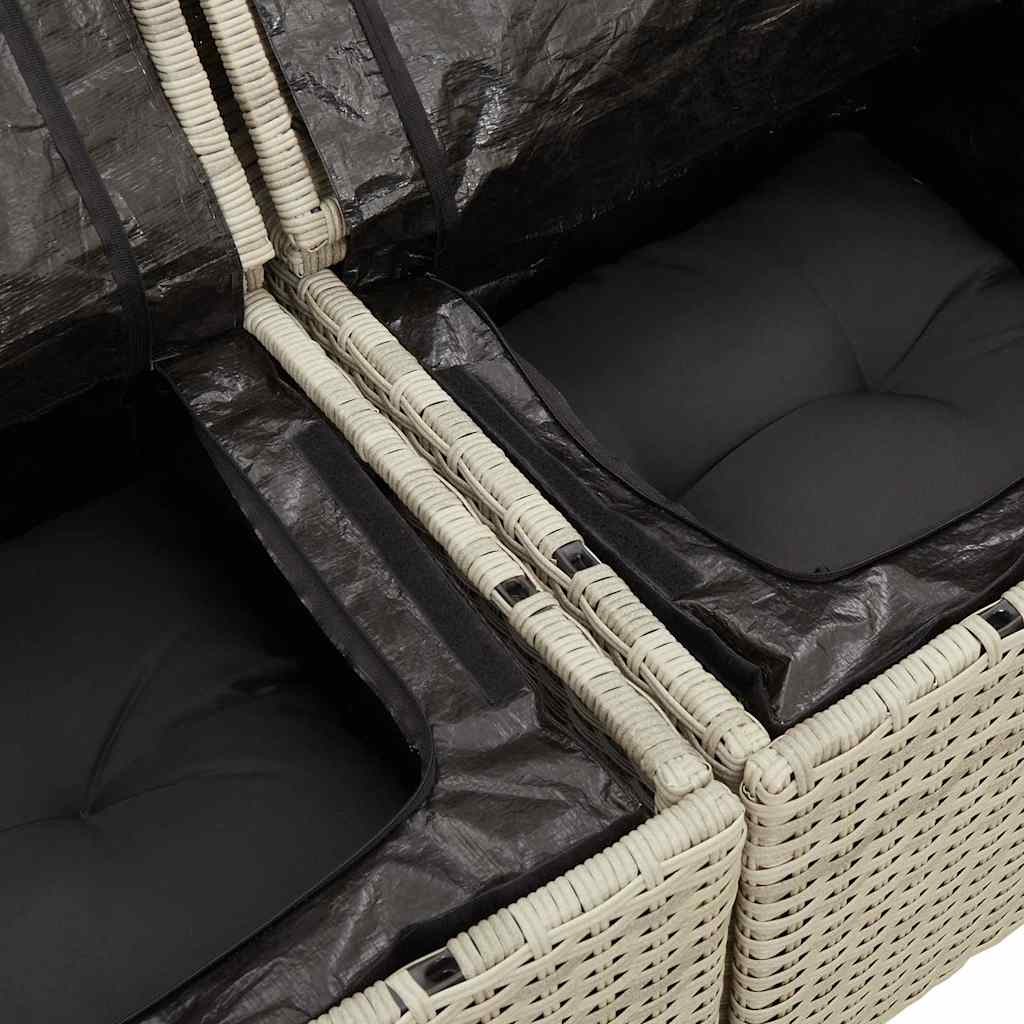 vidaXL Canapé de jardin 3 places avec coussins gris clair en résine tressée