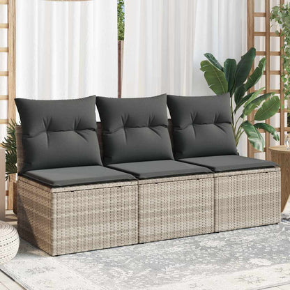 vidaXL Canapé de jardin 3 places avec coussins gris clair en résine tressée