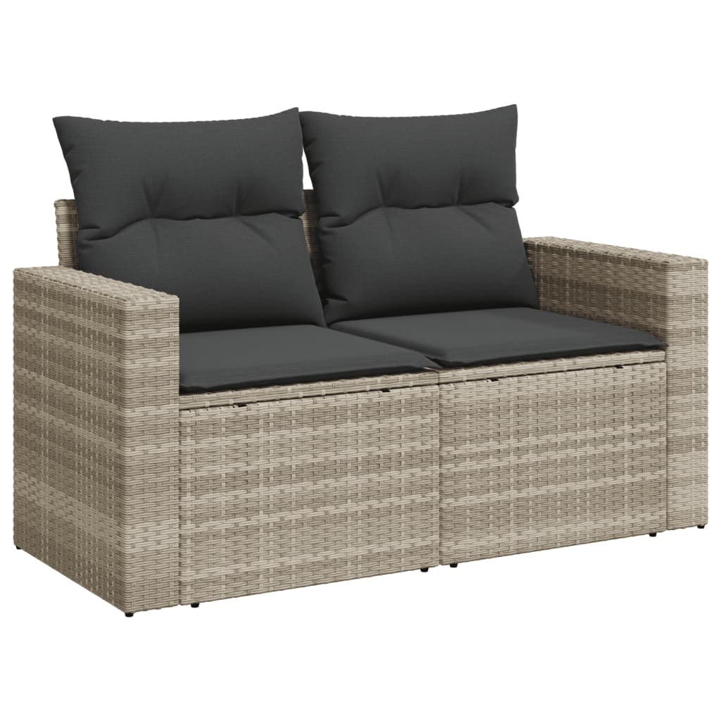 vidaXL Canapé de jardin 2 places avec coussins gris clair en résine tressée