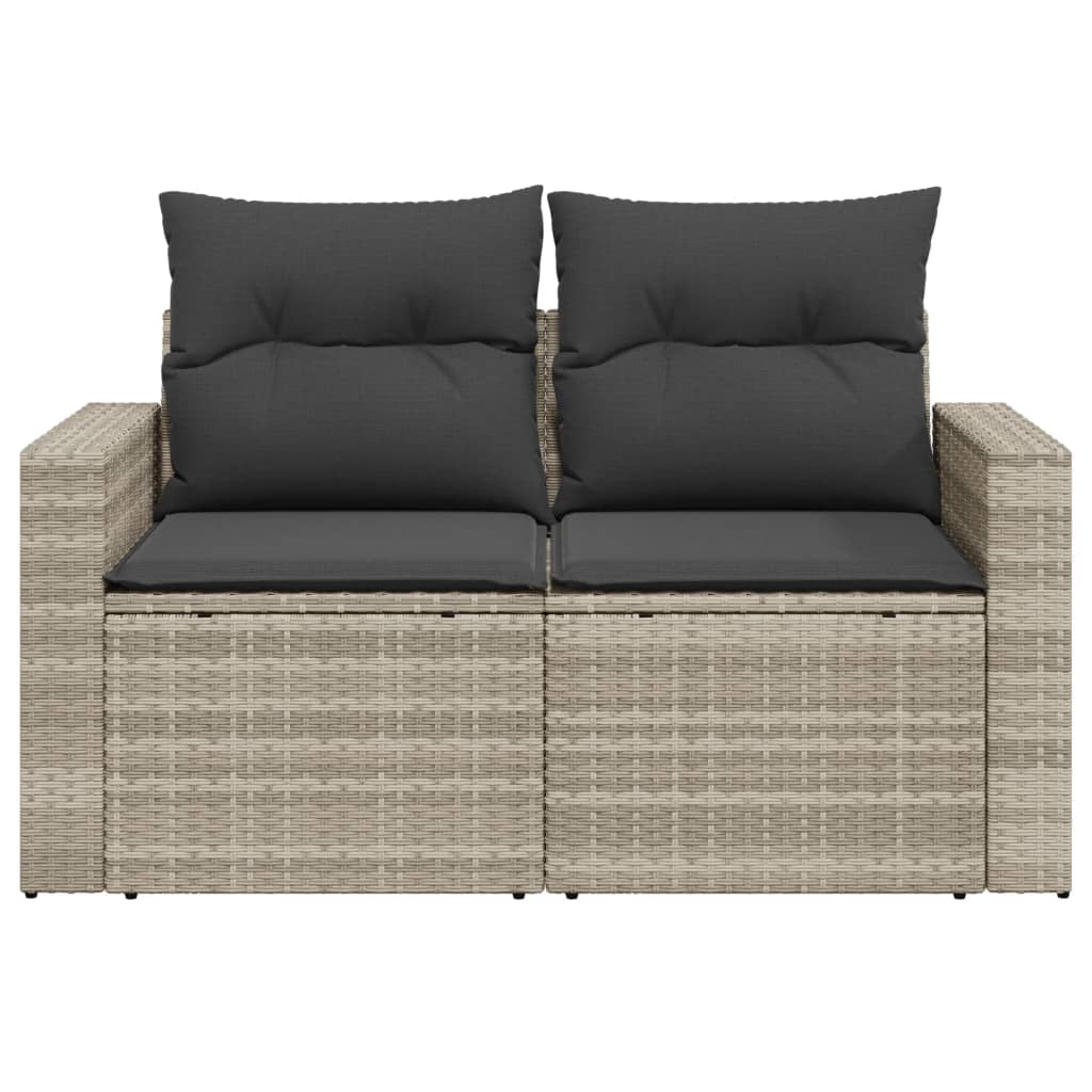 vidaXL Canapé de jardin 2 places avec coussins gris clair en résine tressée