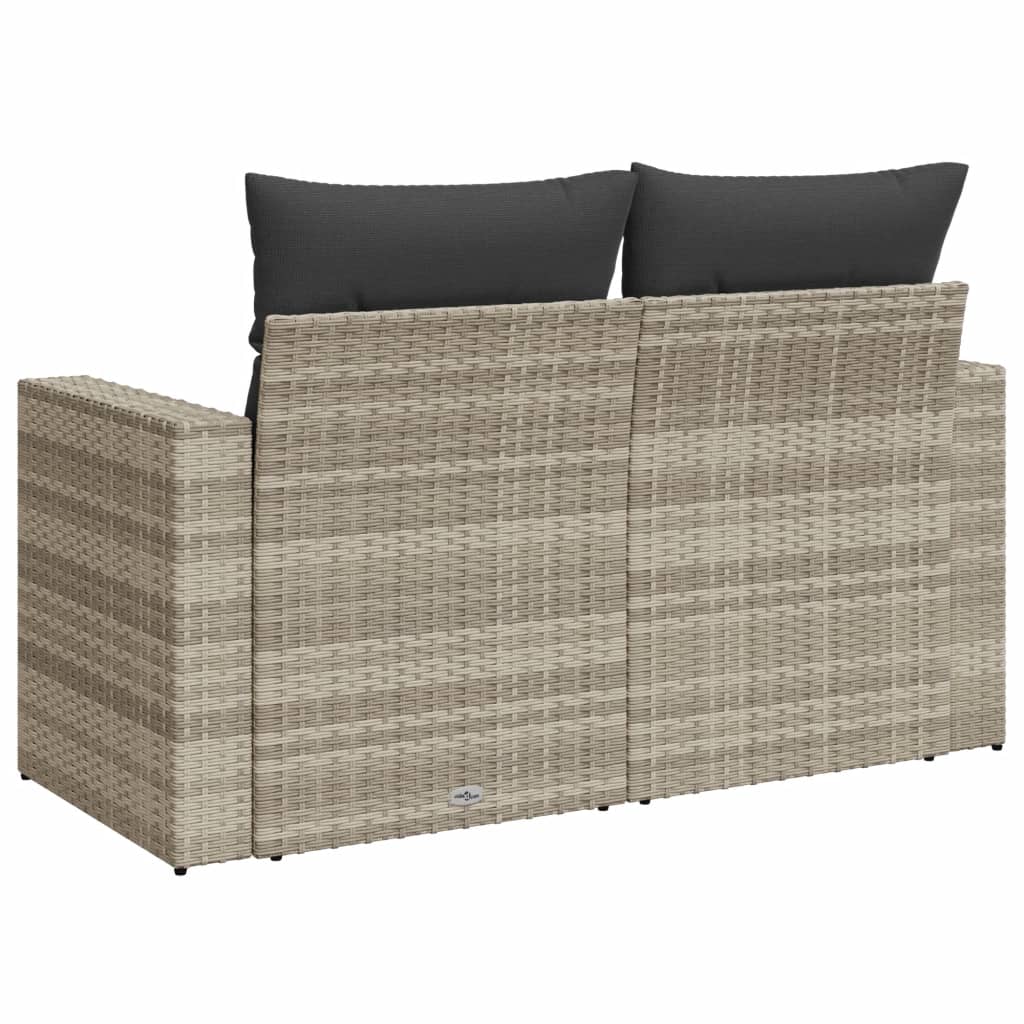 vidaXL Canapé de jardin 2 places avec coussins gris clair en résine tressée