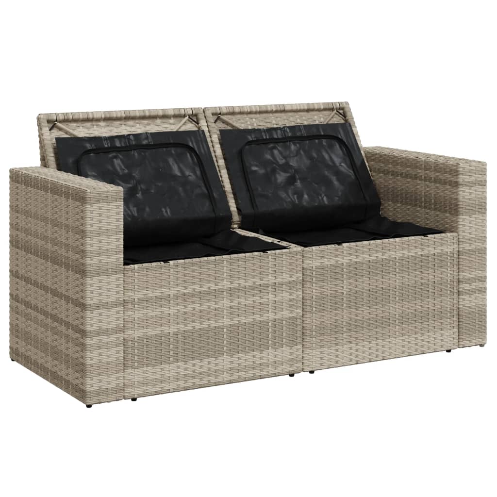 vidaXL Canapé de jardin 2 places avec coussins gris clair en résine tressée