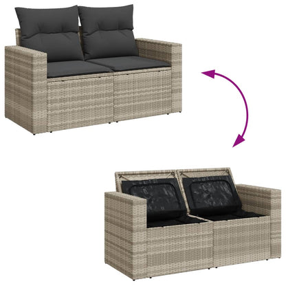 vidaXL Canapé de jardin 2 places avec coussins gris clair en résine tressée