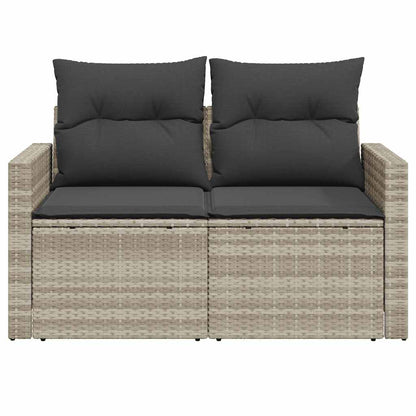 vidaXL Gartensofa mit Kissen 2-Sitzer Hellgrau Poly Rattan