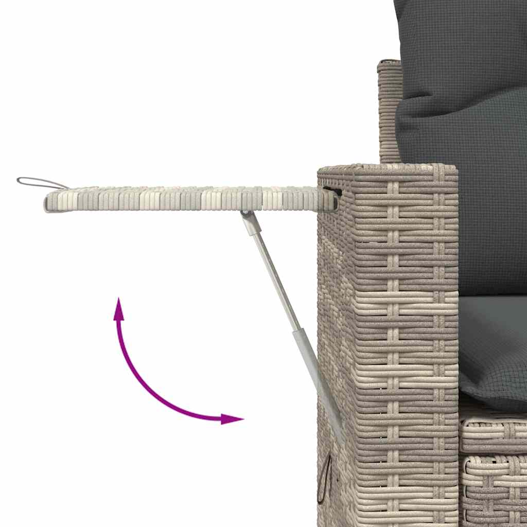 vidaXL Gartensofa mit Kissen 2-Sitzer Hellgrau Poly Rattan
