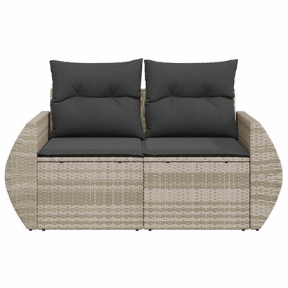 vidaXL Gartensofa mit Kissen 2-Sitzer Hellgrau Poly Rattan