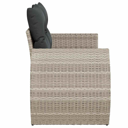 vidaXL Gartensofa mit Kissen 2-Sitzer Hellgrau Poly Rattan