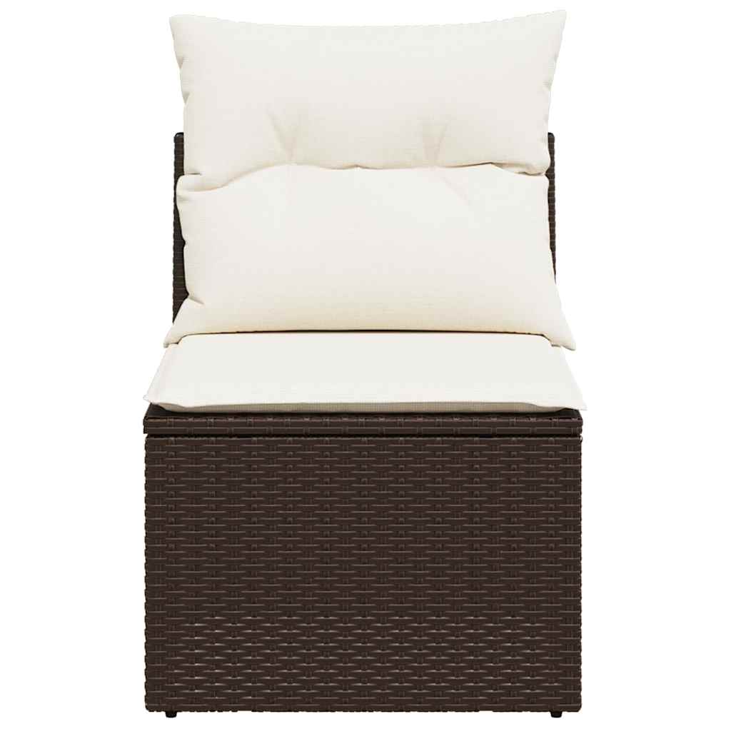 vidaXL Gartensofa ohne Armlehnen mit Kissen Braun Poly Rattan