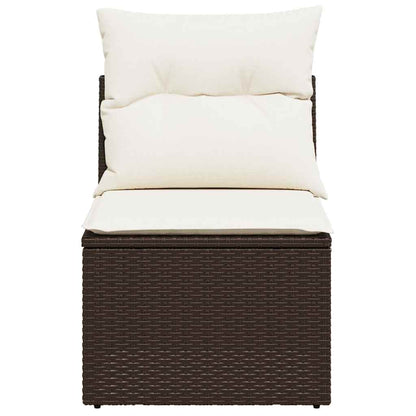 vidaXL Gartensofa ohne Armlehnen mit Kissen Braun Poly Rattan