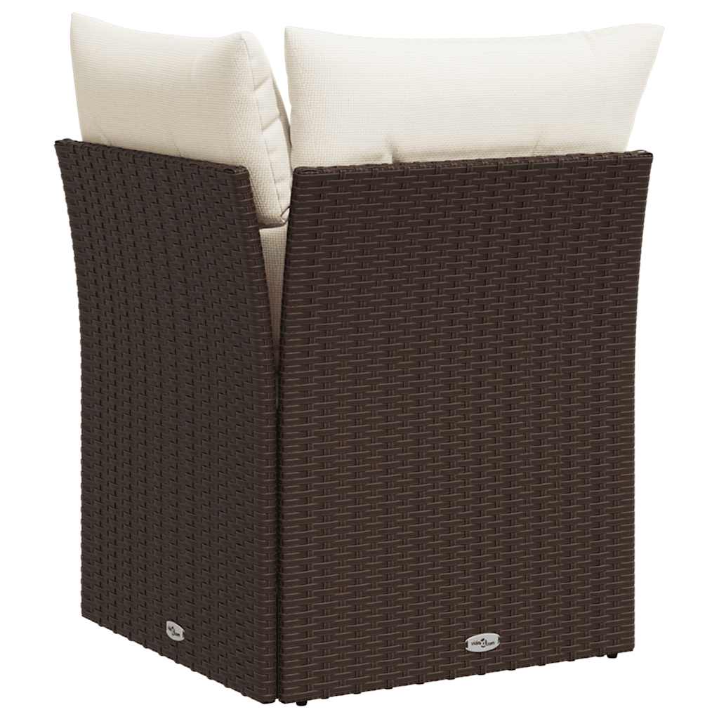 vidaXL Garten-Ecksofa mit Kissen Braun Poly Rattan