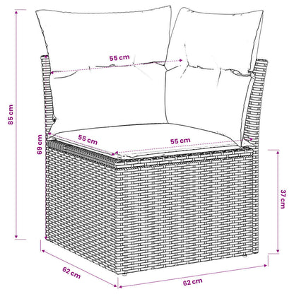 vidaXL Garten-Ecksofa mit Kissen Braun Poly Rattan