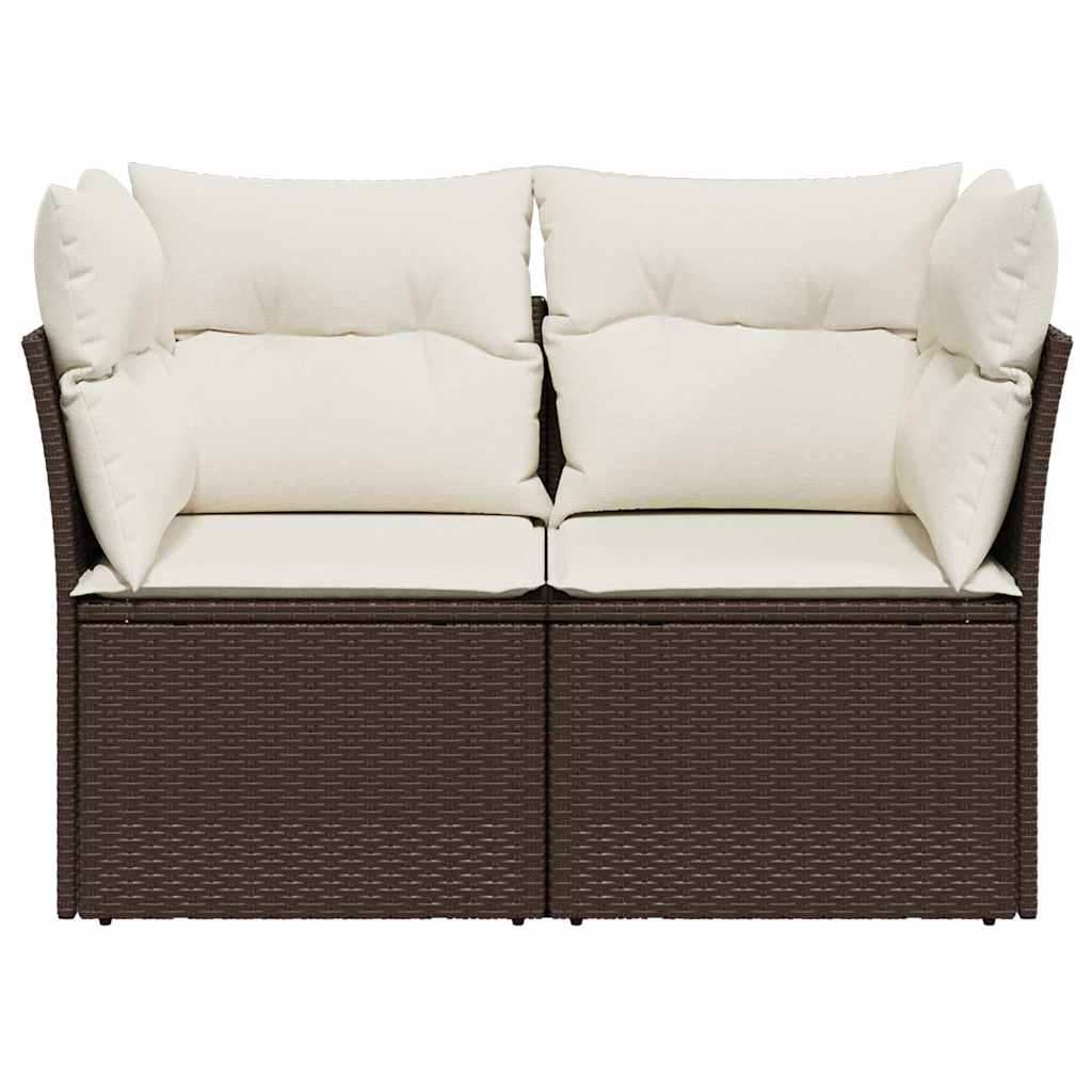 vidaXL Gartensofa mit Kissen 2-Sitzer Braun Poly Rattan