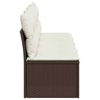 vidaXL Canapé de jardin 4 places avec coussins marron en poly rotin