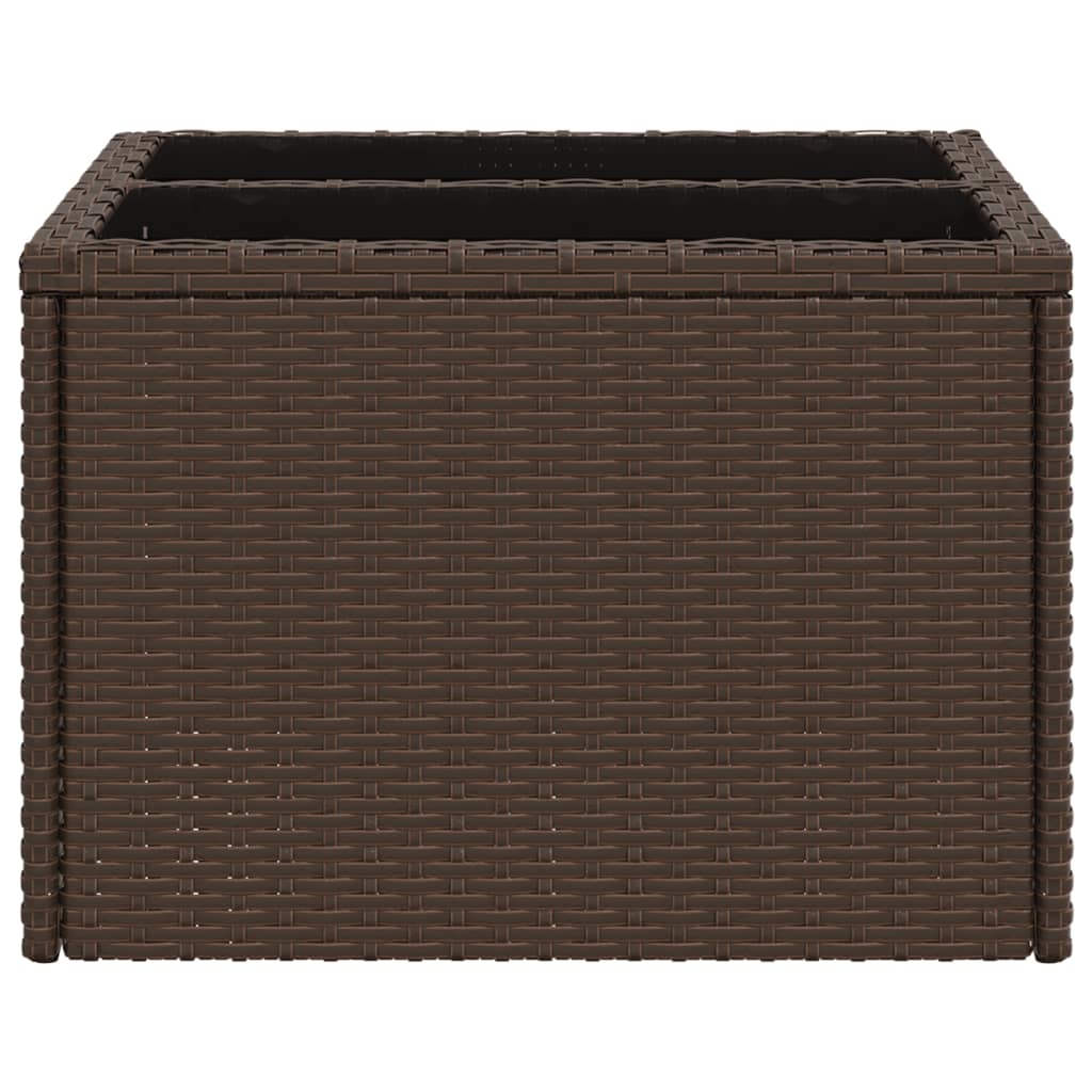 vidaXL Gartentisch mit Glasplatte Braun 55x55x37 cm Poly Rattan