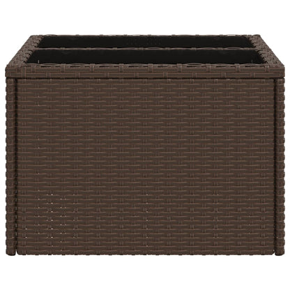vidaXL Gartentisch mit Glasplatte Braun 55x55x37 cm Poly Rattan