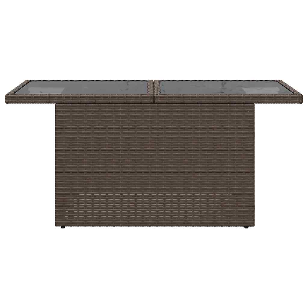 vidaXL Gartentisch mit Glasplatte Braun 100x55x73 cm Poly Rattan