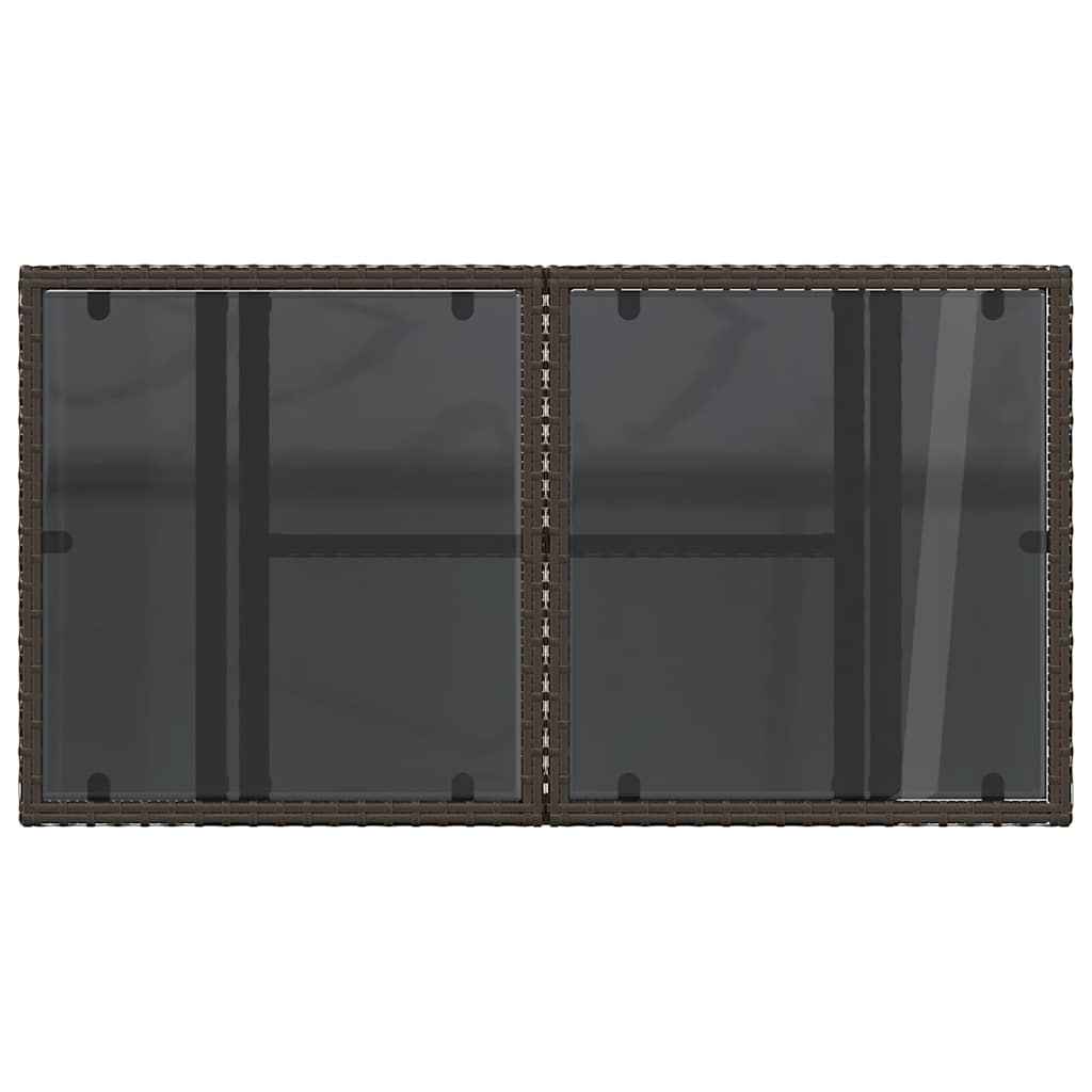 vidaXL Gartentisch mit Glasplatte Braun 100x55x73 cm Poly Rattan