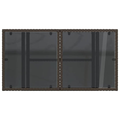 vidaXL Gartentisch mit Glasplatte Braun 100x55x73 cm Poly Rattan