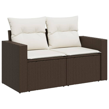 vidaXL Canapé de jardin 2 places avec coussins en résine tressée marron