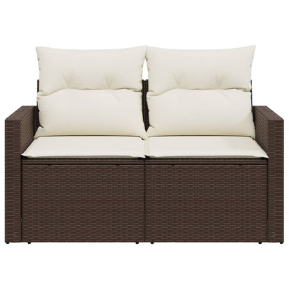 vidaXL Canapé de jardin 2 places avec coussins en résine tressée marron