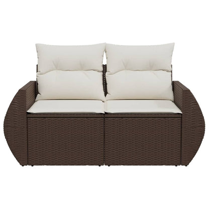 vidaXL Gartensofa mit Kissen 2-Sitzer Braun Poly Rattan