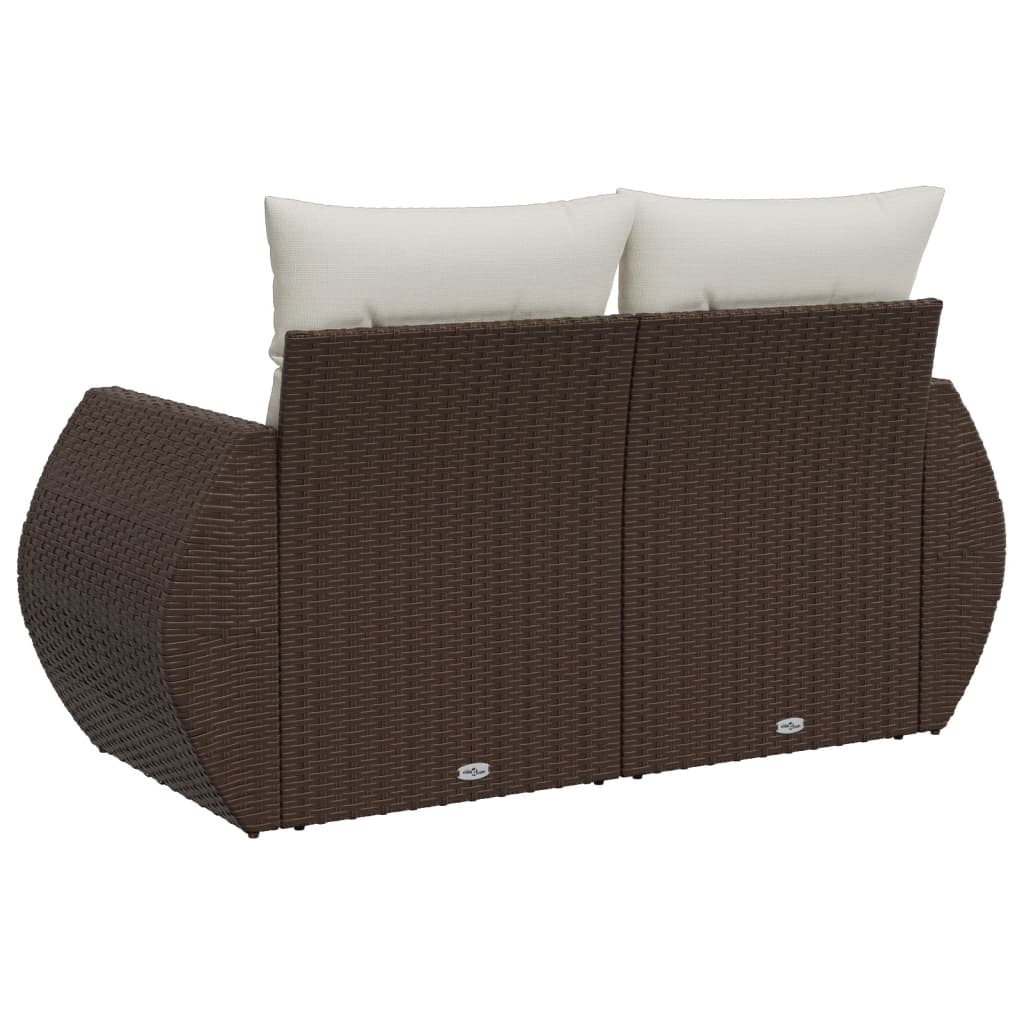vidaXL Gartensofa mit Kissen 2-Sitzer Braun Poly Rattan