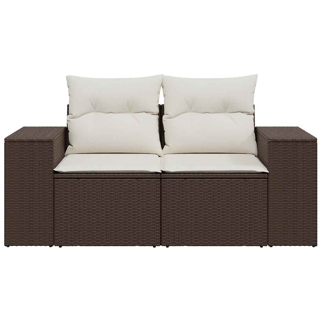 vidaXL Gartensofa mit Kissen 2-Sitzer Braun Poly Rattan