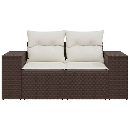 vidaXL Gartensofa mit Kissen 2-Sitzer Braun Poly Rattan