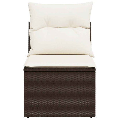vidaXL Gartensessel ohne Armlehnen mit Kissen Braun Poly Rattan